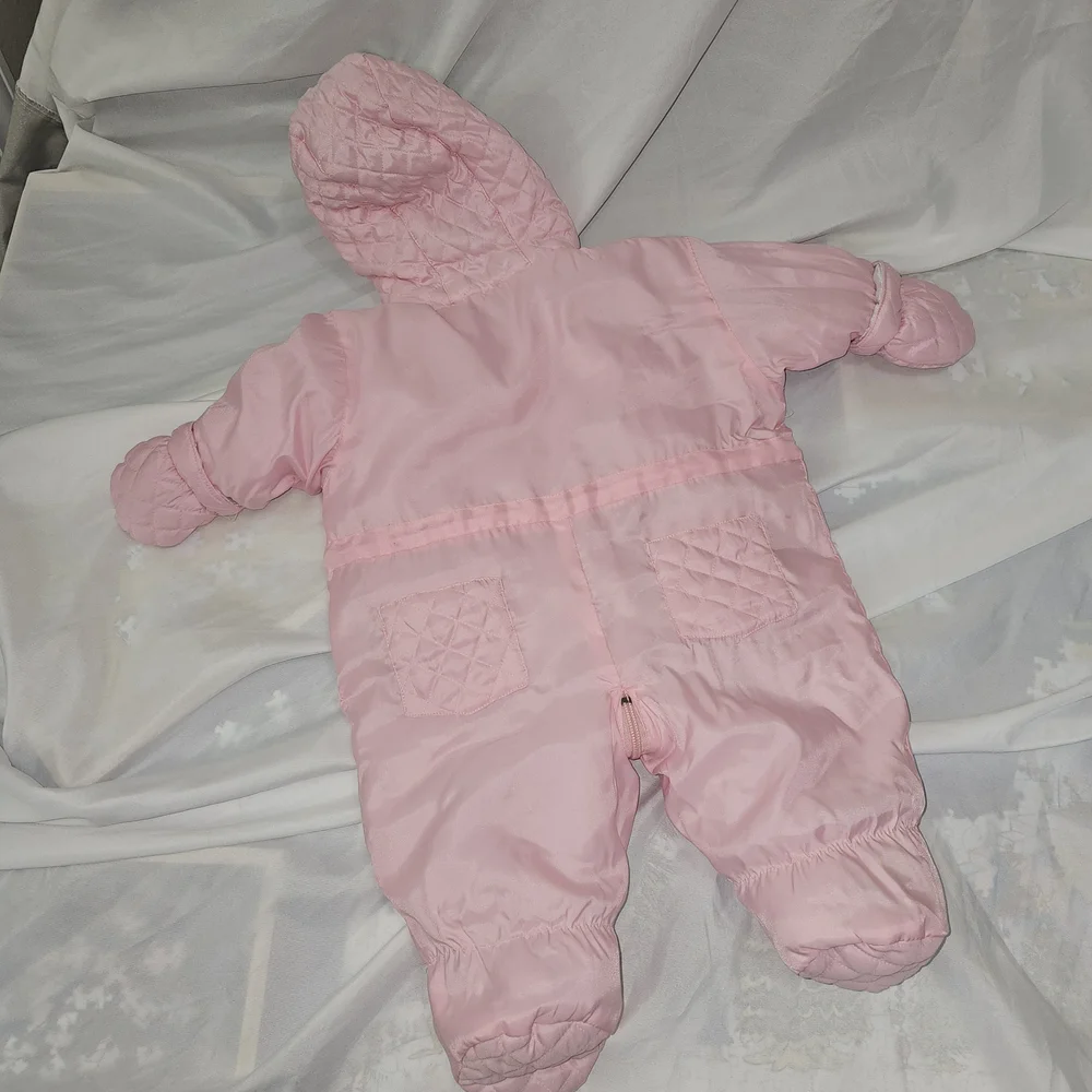 Baby Looney Tunes Snowsuit Baby Girls 3M Pink Excellent Insulated Bunting Puffer